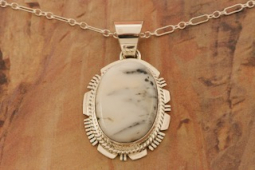 Sterling Silver Genuine White Buffalo Turquoise Pendant